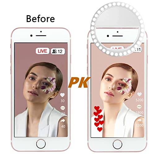 [2Pack]Selfie Ring Light for iPhone & Android,Clip on Ring Light Rechargeable Flash with 36 LEDs for iPhone Laptop iPad Photography Camera Video Girls Makeup