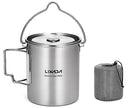 Lixada Camping Cup Pot,750ml Stainless Steel Water Cup Mug with Foldable Handles and Lid for Outdoor Camping Hiking Backpacking