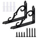 Glarks 2 Pack 5 Inch Black Decorative Shelf Brackets, Iron Wall Mounted Floating Shelf Bracket, L Shape Heavy Duty Metal Corner Brace Shelf Supporter Triangle Shelf Brackets for DIY Shelving