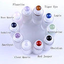 10ml Roll On Bottle For Essential Oils,10 Pack Clear Glass Roller Bottles With Natural Crystal Gemstone Roller Balls Top,Bamboo Lid,Thick Glass Essential Oil Bottles-Healing Crystal Chips Inside