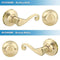 Bonpoly 10 Pack Gold Door Handles, Wave Style Door Lever Passage Door Handle for Hallway and Closet, Keyless Interior Door Levers in Satin Brass Finish, Right Handing