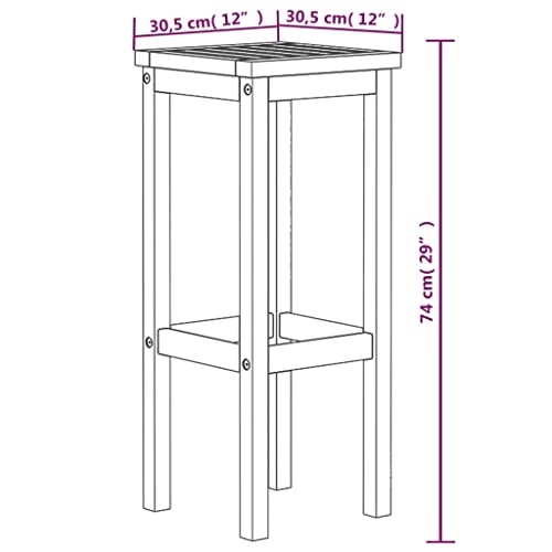 'vidaXL Solid Acacia Wood Outdoor Bar Stools, Farmhouse Style - Set of 6, Brown