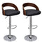 vidaXL Set of 2 Bent Wood Bar Stools - Resistant Faux Leather Upholstery - Height Adjustable - Rotatable - Dark Brown & Black