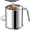 Chihee Oil Strainer Pot Grease Can 2 L Stainless Steel Oil Storage Can Container with Fine Mesh Strainer Dust-Proof lid Non-Slip Plate Suitable for Storing Frying Oil and Cooking Grease