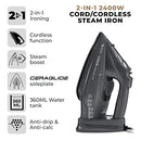 Tower T22008G CeraGlide Cordless Steam Iron with Ceramic Soleplate and Variable Steam Function, Grey