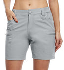 WILLIT Women's Hiking Cargo Shorts Stretch Golf Active Shorts Outdoor Summer Shorts with Pockets Water Resistant Gray L