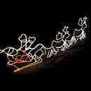 2.4M LED Christmas Light Giant Santa Sleigh Light with 2 Deer w/8 Function Controller for Holiday New Year Wedding Party Indoor Outdoor Xmas Decoration