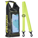 Case-Mate Marine IP68 Waterproof Dry Bag 2L-Roll Top Backpack w/Phone Case/Pouch-Boating & Kayak Accessories-Essentials for Camping Swimming Beach Fishing Rafting Travel-Black/Hi-Vis Yellow