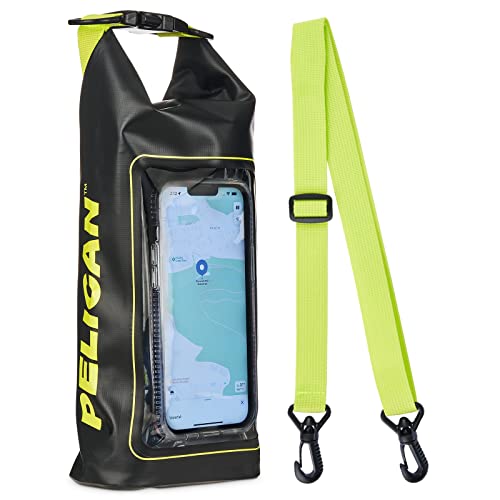 Case-Mate Marine IP68 Waterproof Dry Bag 2L-Roll Top Backpack w/Phone Case/Pouch-Boating & Kayak Accessories-Essentials for Camping Swimming Beach Fishing Rafting Travel-Black/Hi-Vis Yellow