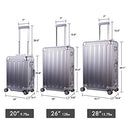 Travelking Multi-size All Aluminum Hard Shell Luggage Case Carry On Spinner Suitcase By TravelKing 20"-28", Sliver, 28"