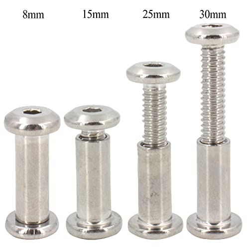 Nuts and Bolts Assortment Kit, 20sets M6 Hex Socket Cap Allen Bolt Screw Flat Nut Sleeve Stainless Steel Furniture Connecting for Crib Chair Table Cabinets (M6 x 15mm)