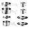 Set of 8 NUZAMAS 410 Stainless Steel Cookware Set Outdoor Pot Set Camping Cookware Set with Storage Bag Portable Picnic Cooking Set for Camping Backpacking Hiking