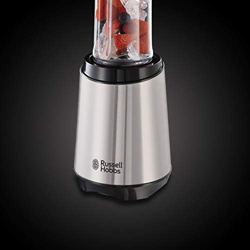 Russell Hobbs RHBL300, Mix and Go Stainless Steel Blender, 300 Watt Electric Motor and Dishwasher Safe, High Speed Blender, Silver/Black