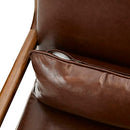 glitzhome 30.75 "H Mid Century Coffee Accent Armchair, Single Reading Armchair PU Leather Lounge Chair with Walnut Ruberwood Frame
