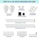 Lwiiom Double Curtain Rods with Aluminum Bouquet Brackets and Round Finials,Matte White Curtain Rods for Windows 72 to 144 inch,1-Inches Front and 5/8 Inches Back Double Window Drapery Rod for