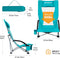 KingCamp Low Sling Beach Camping Concert Folding Chair, Low and High Mesh Back Two Versions (Cyan-High Back-2 Pack)