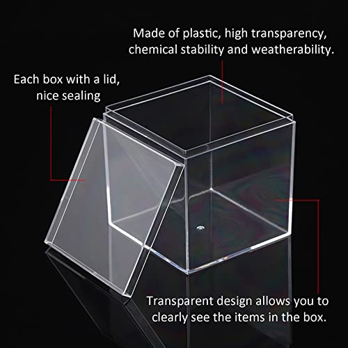 10 Pieces Clear Acrylic Boxes with Lid, 5.5x5.5x5.5cm Square Cube Acrylic Display Case Storage Boxes Organizer Containers for Candy Jewelry Collectibles