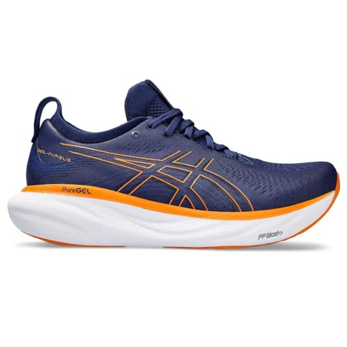 ASICS Men's Gel-Nimbus 25 Training Shoe, Deep Ocean/Bright Orange, US 8