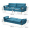 Levede 3 Seater Sofa Bed, Convertible Velvet Lounge Futon Couch with Recliner, Adjustable 3 Level Backrest with 2 Throw Pillow, Golden Legs for Small Spaces(198cm x 80cm x 83cm, Peacock Blue)