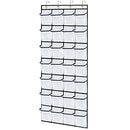 【28 Grid】Over The Door Shoe Organizer Large Mesh Pockets Hanging Shoe Organizer for Closet Hanging Shoe Rack Holder Hanger, White