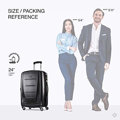 Samsonite Unisex-Adult Winfield 2 Hardside Luggage with Spinner Wheels, Brushed Anthracite, Checked-Medium 24-Inch, Winfield 2 Hardside Luggage with Spinner Wheels