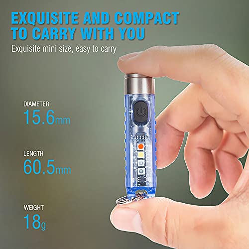 Mini Led Flashlight, Handheld Flashlight, 400 Lumens Outdoor EDC Rechargeable High Bright Multi-Functional Keychain Flashlight, with UV Light and Warning Light, P65 Water Resistant for Camping Hiking