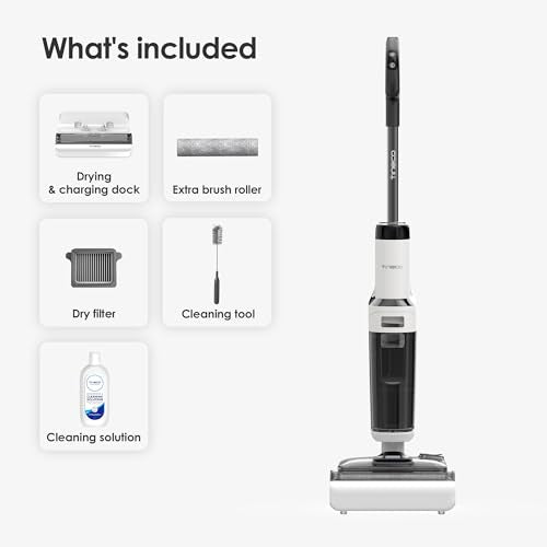 Tineco Floor ONE Stretch S6 Cordless Wet Dry Vacuum Cleaner, 180°Lay-Flat Smart Vacuum Mop, 13cm Compact Design, 70℃ Flashdry Self-Cleaning in 5min, Long Runtime, Triple-Sided Edge Cleaning