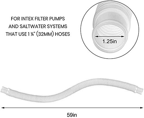 1.25" x 59" Pool Hoses Replacement for Above Ground Pools,Pool Pump Hoses for Intexx 607 637 Pump, Pool Filter Hose 330GPH 530GPH 1000GPH Swimming Pool Replacement Hose. (1.25'' x 59'', 2)