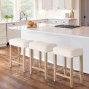 Furniliving Bar Stools Set of 2,25.7 inch Counter Height Bar Stools,Upholstered Kitchen Barstools with Solid Wooden Legs, Saddle Stools for Kitchen Island, Bar, Cafe, Beige