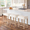 Furniliving Bar Stools Set of 2,25.7 inch Counter Height Bar Stools,Upholstered Kitchen Barstools with Solid Wooden Legs, Saddle Stools for Kitchen Island, Bar, Cafe, Beige