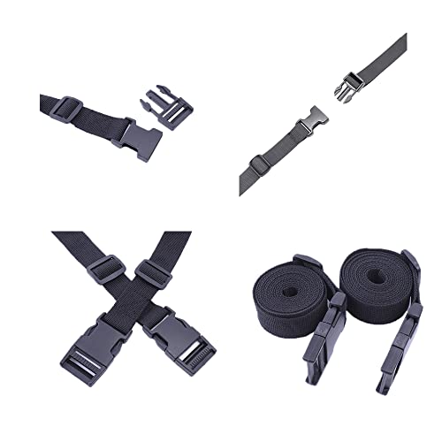 Luggage Straps Suitcase Belts Travel Accessories Bag Straps Adjustable Heavy Duty with Quick-Release Buckle 4 Pack (Black - 1m - 25mm)