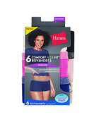 Hanes Women's Comfort Flex Fit Seamless Boyshort Underwear, 6-pack Boy Short Panties, Assorted, Medium US