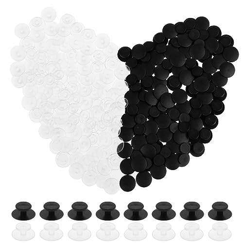 200 PCS Buttons for Buckle, Plastic Button, Shoe Charm Buttons Round Buttons Mixed 2 Colors Black and Transparent Shoe Charm Backs Buttons for DIY Shoes Charm Accessories (Black Transparent)