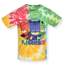 PJ Masks Boys Catboy, Owlette and Gekko 3 Pack T-Shirt for Toddler and Little Kids Blue/Green/Yellow, Tie Dye Multi Color, 4T