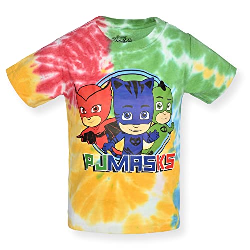 PJ Masks Boys Catboy, Owlette and Gekko 3 Pack T-Shirt for Toddler and Little Kids Blue/Green/Yellow, Tie Dye Multi Color, 4T