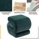 KIVENJAJA Velvet Vanity Stool, Modern S-Shaped Pouf Ottoman Footrest Makeup Chair Foot Stool Under Desk, Decorative Floor Seat for Makeup Room, Bedroom, Living Room (Dark Green)