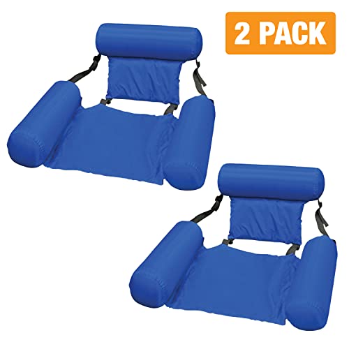 Poolmaster Water Chair Inflatable Swimming Pool Floats for Adults, 2 Pack, Blue