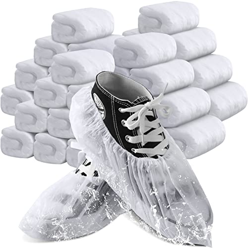 1000 Pcs Disposable Shoe Covers Boot Cover Waterproof Non Slip Shoe Protector Shoe Booties Covers for Indoor Carpet Floor Workplace Protection, One Size Fit Most (White)