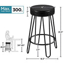 Yaheetech 26.5 inch Round Bar Stools 2pcs Faux Leather Counter/Bar Height Stools with Cushion Backless Leather Seat with Hairpin Legs Barstools for Bar/Dining/Kitchen, Black(1 Package of 2pcs)