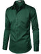 ZEROYAA Men's Urban Stylish Casual Business Slim Fit Long Sleeve Button Up Dress Shirt with Pocket, Dark Green, Small