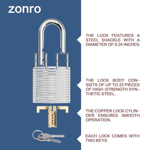 ZonRo Locks Laminated Steel Keyed Padlocks,Keyed Alike Locks, 1-9/16 inch Wide,Normal Shackle Padlocks, Pack of 48，Black Hoop, for Hasp Latch, Sheds, Fences, Storage Locker, School, Gym…