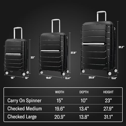 Samsonite Freeform Hardside Expandable with Double Spinner Wheels, Checked-Medium 24-Inch, Black, Black, Checked-Medium 24-Inch, Freeform Hardside Expandable with Double Spinner Wheels