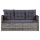 vidaXL Six-Piece Outdoor Lounge Set in Grey - Poly Rattan with Cushions - Includes Sofa, Armchairs, Table, Footstools, and Pillows for Patio, Garden, or Deck