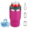 4 in 1 Beer Cooler, Stainless Steel Bottle and Can Insulator for 12oz Standard Cans, Slim Cans and Beer Bottles, or as a 14oz Coffee Mug with lid (Rose red)