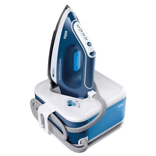 Braun CareStyle Compact Pro IS2565BL, Steam Iron with FreeGlide 3D Technology, iCareMode, Eco and Turbo Modes, Vertical Steaming, Anti-Drip, 1.5L Water Tank, 2400W, Blue