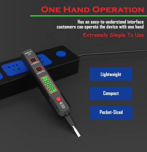 Voltage Tester AC 12-300V Non-Contact & Contact Voltage Detector Electrical Test Pen Wire Breakpoint Finder with NCV, Continuity Live Null Wire Test, LCD Display, Buzzer Alarm, Backlight, Flashlight