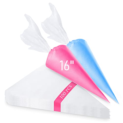 100PCS & 15Inch Piping Bags Disposable, Extra Thick Pastry Bags Disposable, Non-Slip Icing Piping Bags Design, Cake Decorating Bags Easy to Squeeze the Icing Cream.