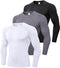 Men's Compression Shirts Longs Sleeve Workout Gym T-Shirt Running Tops Cool Dry Sports Base Layer Athletic Undershirts, Black+white+f Grey, X-Large