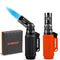 DOMINOX 2 Pack Torch Lighters,4 Jet Flame Butane Lighter,Refillable Windproof Lighter for Gift Grill BBQ Camping (Butane Gas Not Included)