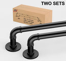 Black Curtain Rods for Windows 66 to 120, Outdoor Blackout Curtain Rod Set of 2, Wrap Around Industrial Heavy Duty Curtain Rods 2 Pack, 1 Inch Drapery Rods, Rustic Pipe Curtain Rod 72-144 Inch